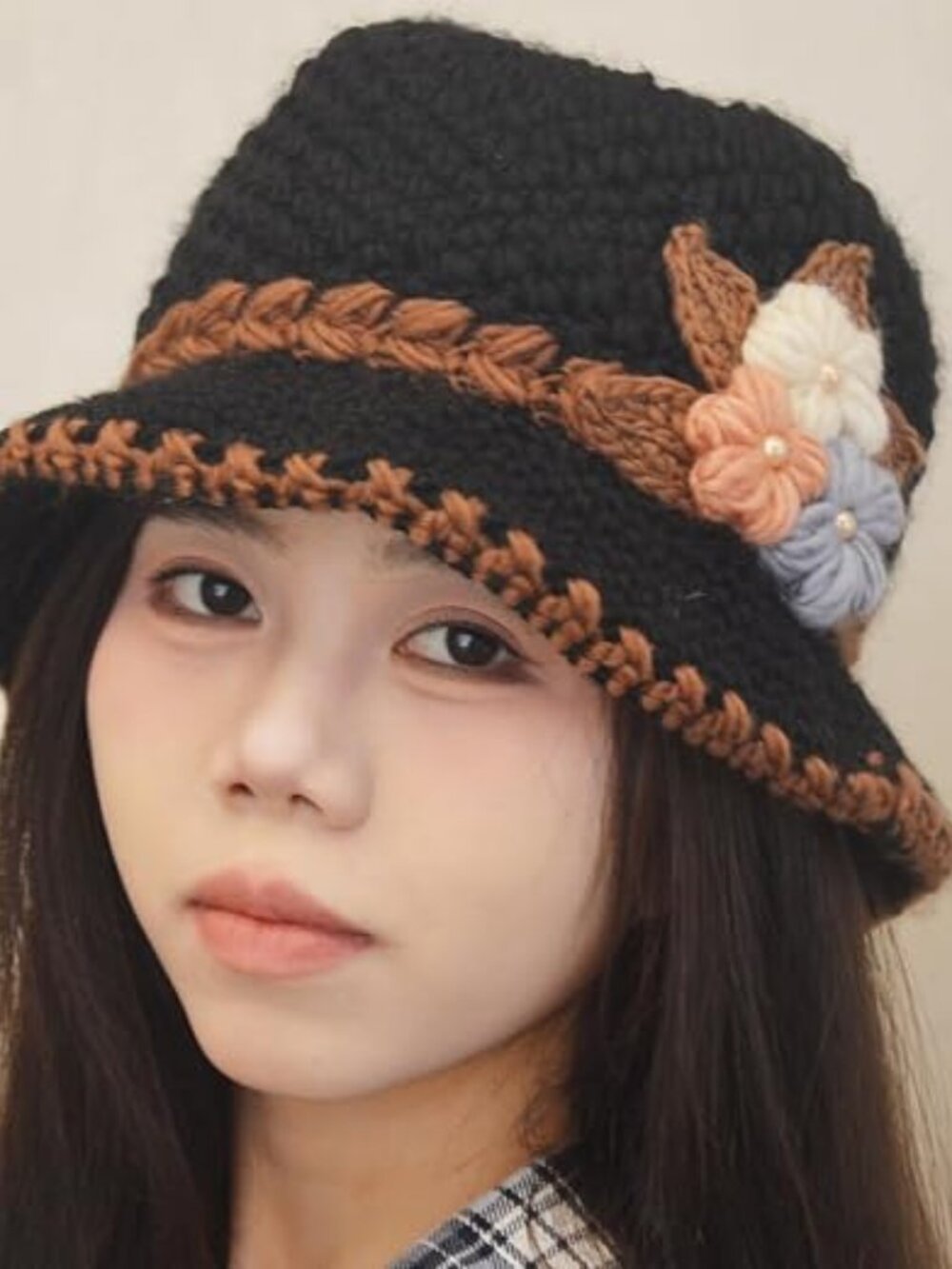French Thicken Women's Flowers Knitted-Woolen-Hat Fashion Beanie-Hat Lady Croche